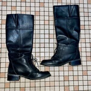 Blondo Black Lace-Up Tall Boots